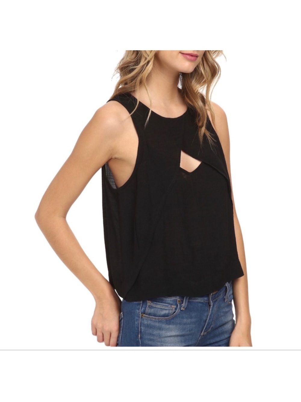 Free People Keyhole Flutter Crinkle Tank Top